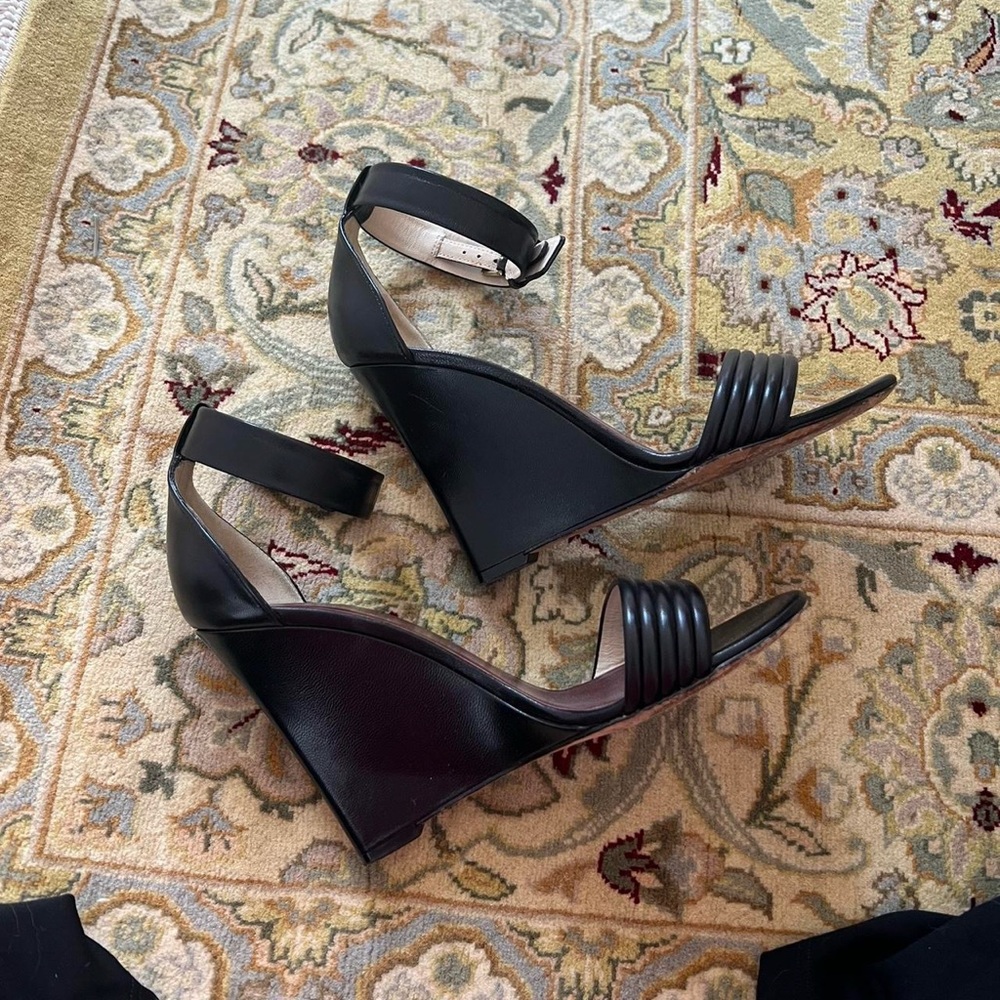 CELINE black wedge sandals size 38
